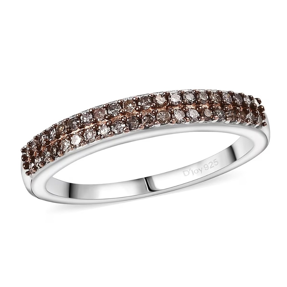 Diamond 0.25 tw Double Row Band Ring in Rhodium Over Sterling Silver🆕